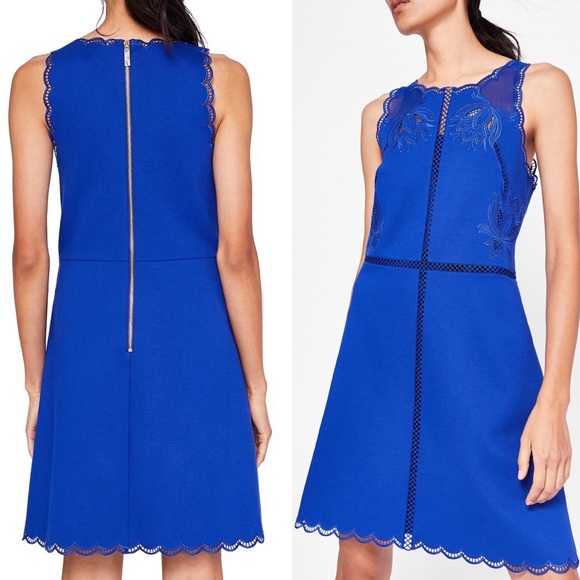 Ted Baker London Dresses & Skirts - Ted Baker | Blue Scallop Hem Embroidered Dress 0